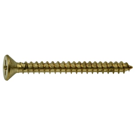 Midwest Fastener Wood Screw, #9, 1-3/4 in, Plain Brass Flat Head Phillips Drive, 15 PK 69875